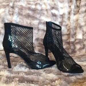 Brand New Charles by Charles David Black Net Beaded Zippered Heels